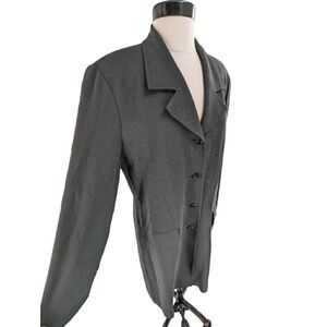 Tamotsu New York Women Muted Gray Button-Up Long Blazer Jacket Size 10